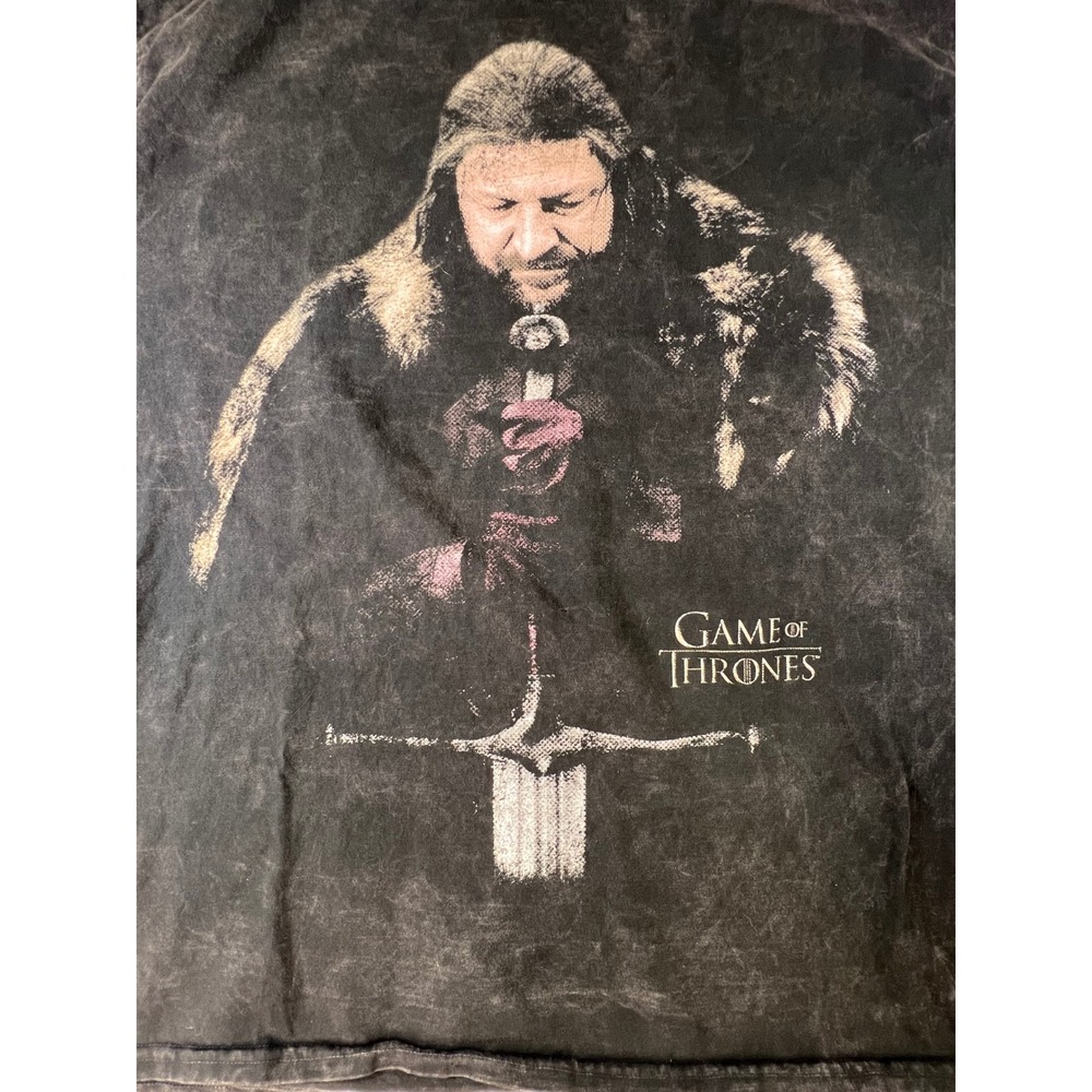 Goat Crew Game of Thrones Ned Stark Acid Wash Graphic Tee Black XL